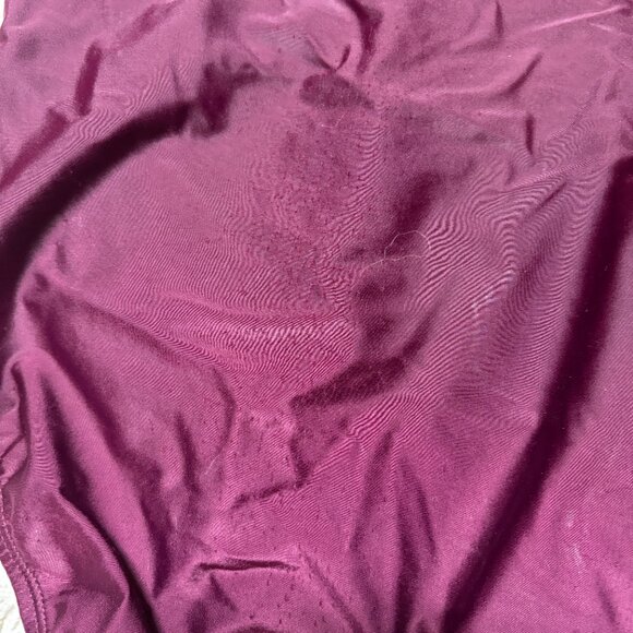 Merona Burgundy One-Piece Swimsuit with Laser Cut Halter – Women’s L - Picture 7 of 9